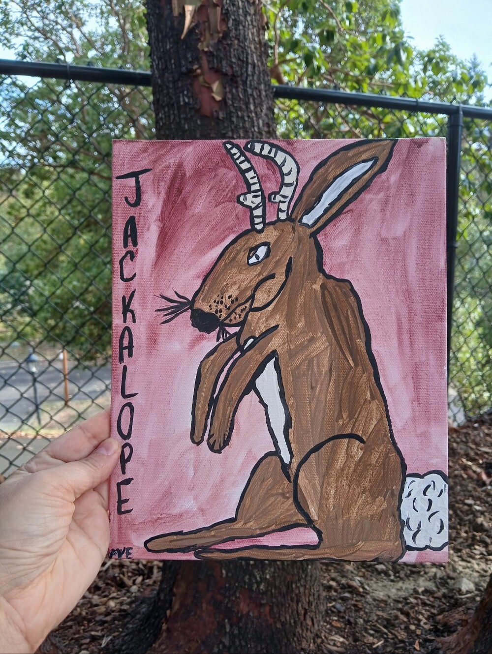 Jackalope Folk Art Painting
